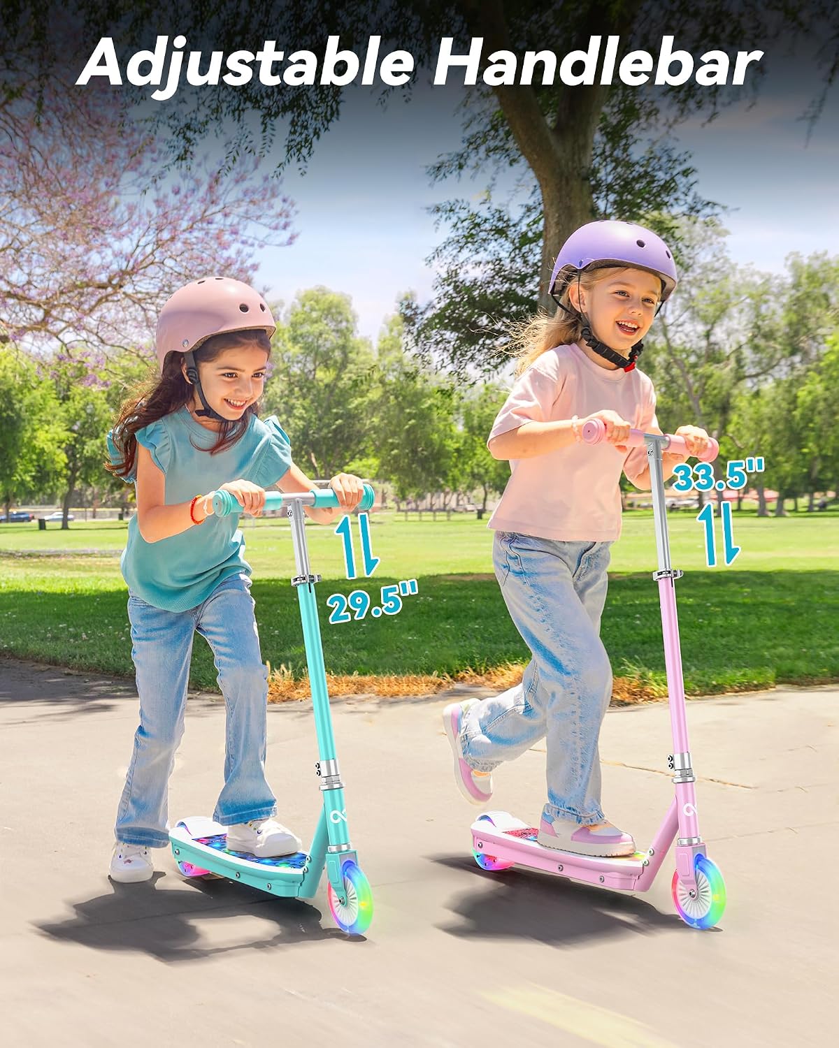 Gyroor KS2 Kids Electric Scooter – 5 MPH Safe Speed, Foot Sensor Start, LED Lights, Adjustable Handlebar, 2 Hr Fast Charge, UL2272 Certified, Ages 6–12, 121 lb Max Load