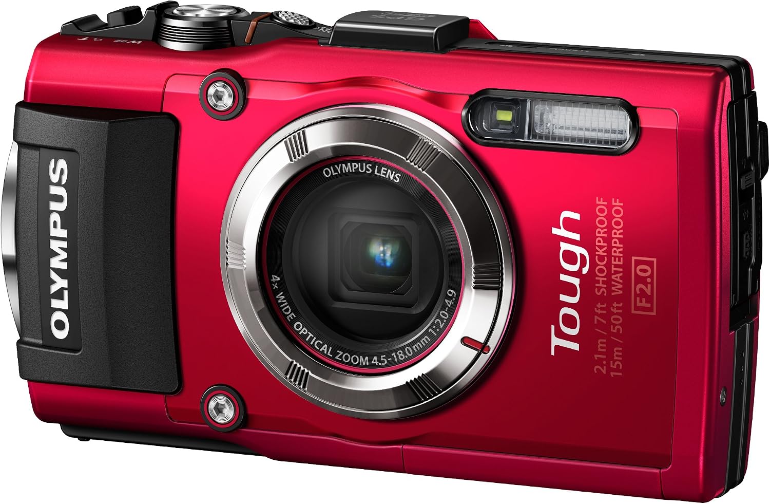 OM SYSTEM Olympus TG-3 Waterproof 16 MP Digital Camera (Red)