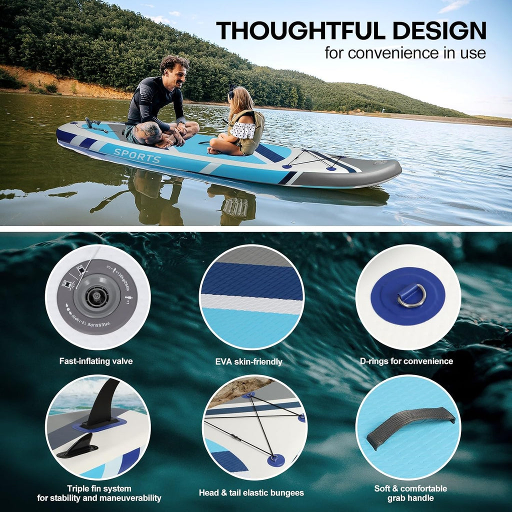 Panana Inflatable Stand Up Paddle Board 10'/10'8''x30''/32''x6'' iSUP Non-Slip Deck Paddleboard for Adults Beginners Youth, with Paddle Pump Fins Leash Backpack