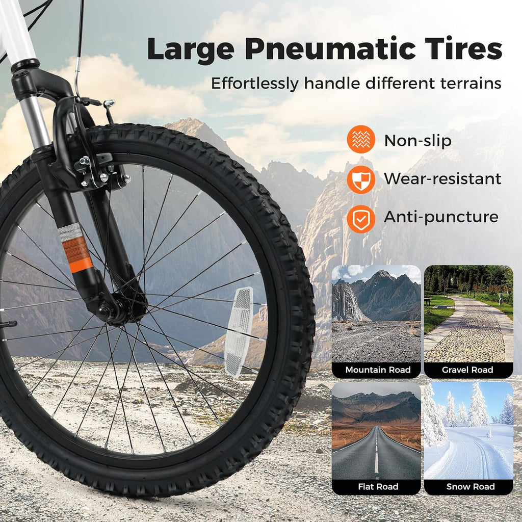 Goplus Mountain Bike, 20/24 Inch Kids Bicycle w/ 6-Speed Drivetrain, Suspension Fork, Dual Brakes, Adjustable Seat, Outdoor Cycling Children City Bike for Boys Girls