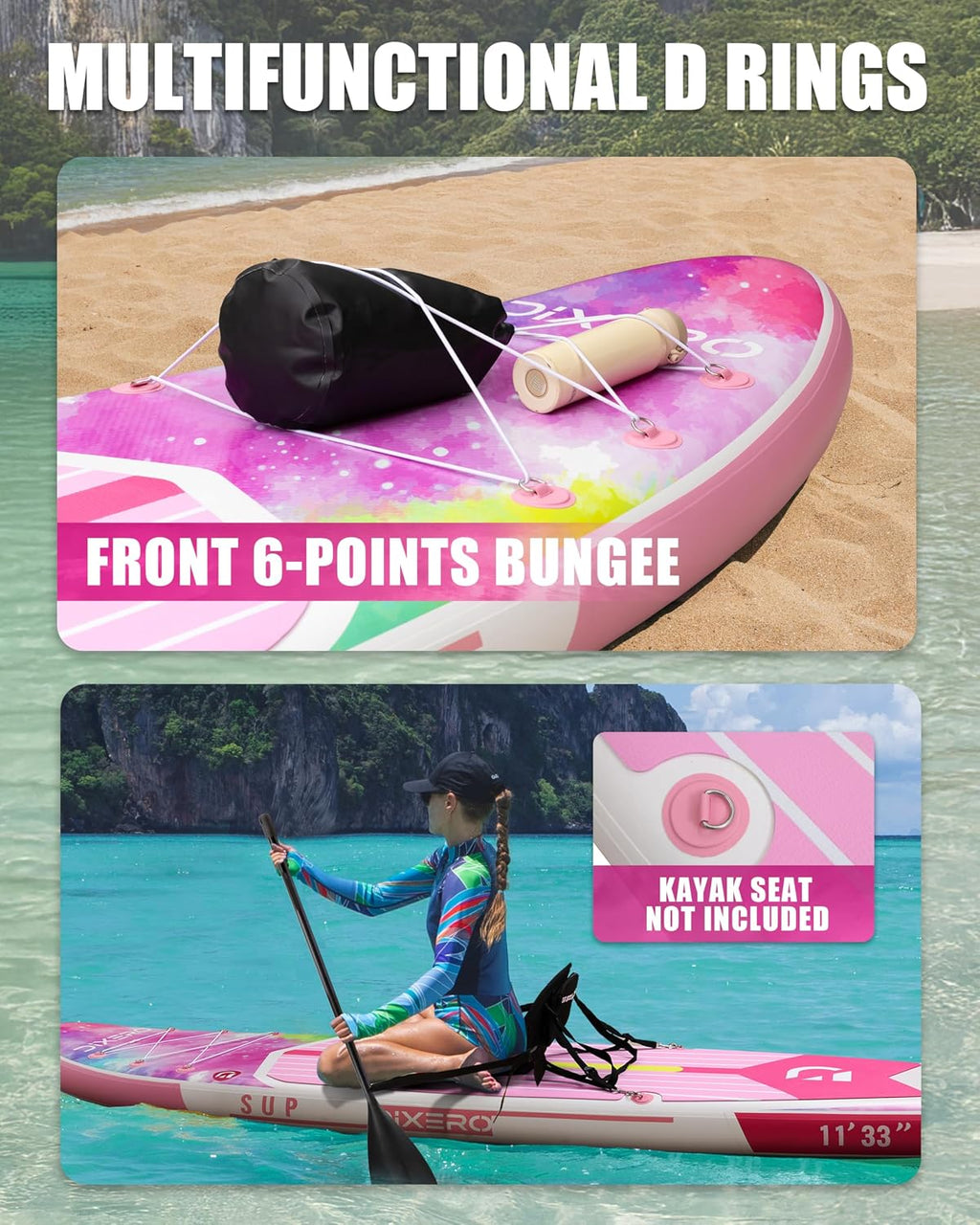 Inflatable Stand Up Paddle Board with SUP Accessories, 11'*33' Inflatable Paddle Boards for Adults & Youth of All Skill Levels
