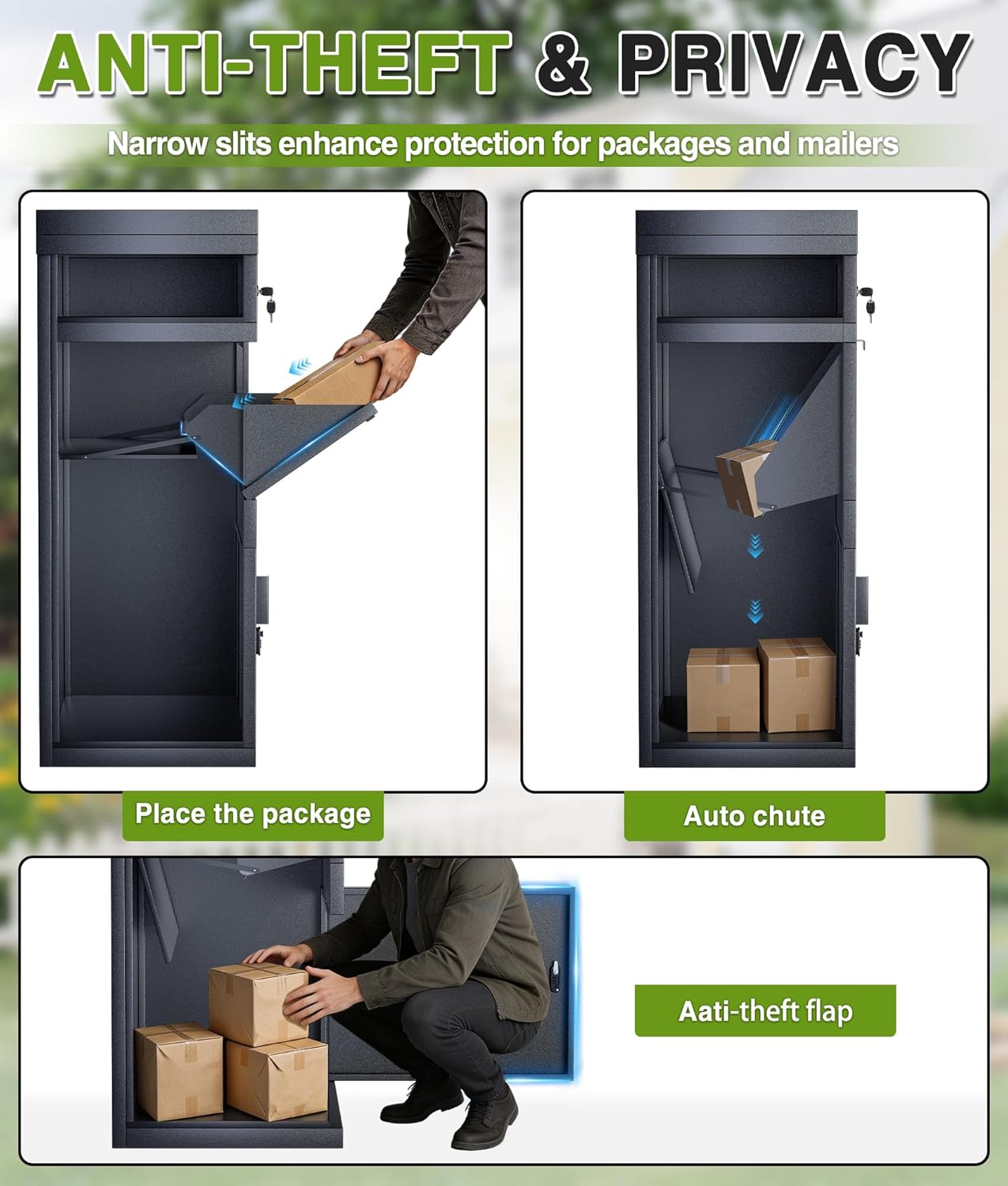 Package Delivery Boxes for Outside, Extra Large Parcel Drop Boxes with Secure Storage, Anti-Theft Galvanized Steel,Waterproof Package Delivery Box for Outdoor Porch (24''L x 18''W x 16''H)
