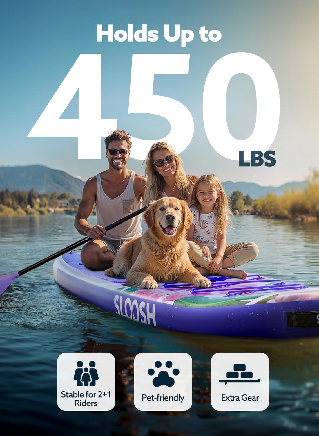 SLOOSH Inflatable Stand Up Paddle Board, 10'6' Paddle Boards with Premium Accessories, Non-Slip EVA Deck, Ultra-Light Carry Bag Pump, Ripple SUP for Youth & Adults of All Skill Levels