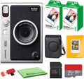 FUJIFILM INSTAX MINI EVO Hybrid Instant Camera (Black) Bundle with Fuji Instax-Mini-Instant Film Value Pack (40 Sheets) + 32GB Memory Card + Carrying Case + Photo Album 64 Pockets + Cleaning Cloth