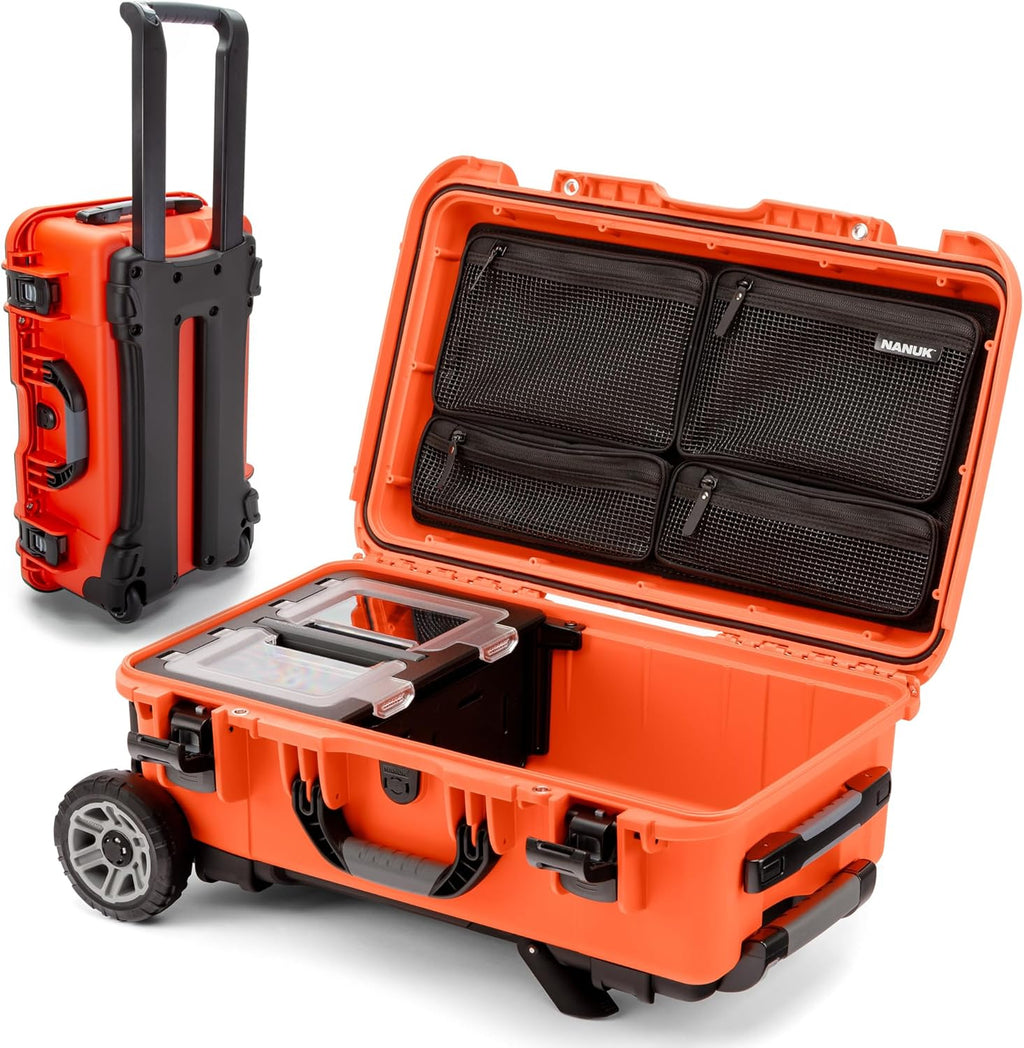 NANUK Trail 30 – 28.5L (7.5-Gallon) Waterproof Storage Box – Wheeled and Modular Cargo Case for Camping, Fishing, Hunting & Outdoor Storage - Dustproof and Impact Resistant (22' x 14' x 9') – Orange