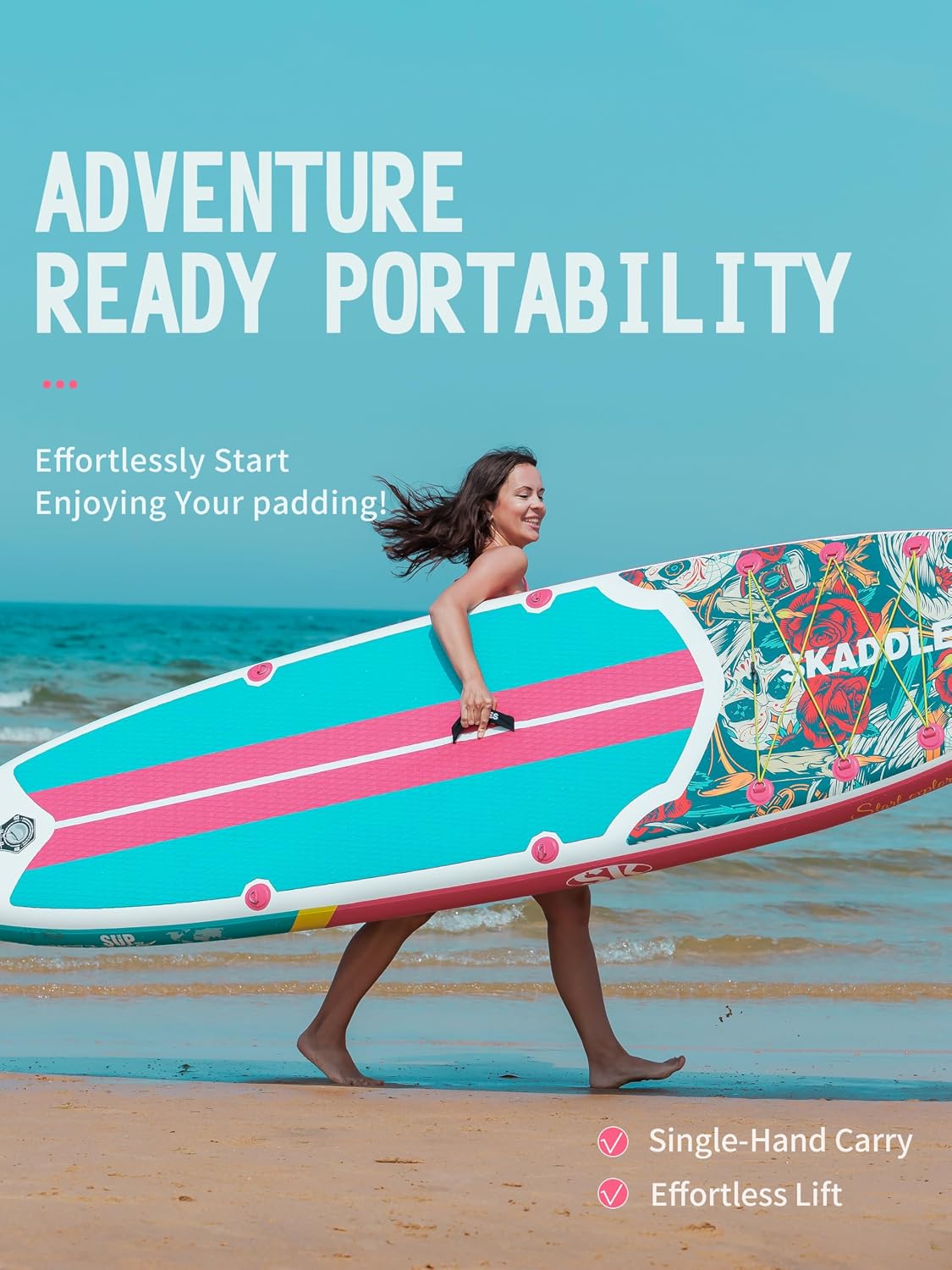 10'6'' Inflatable Stand Up Paddle Board (SUP) for Adults and Youth with Non-Slip Deck – Complete Accessories Kit, for Fishing, Yoga, Fitness & Family Fun