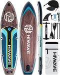 Hiwave Inflatable Paddle Board 11 '* 34 '* 6' Extra Wide Sup Board, 420lb Capacity Paddle Board for Adults, Suitable for Sea and Lakes, 2+1Family Board