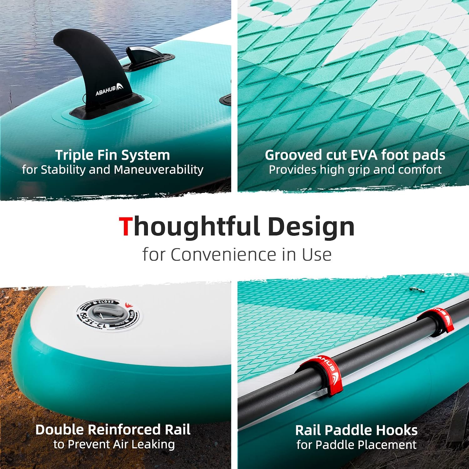 Abahub Inflatable SUP, Wide 10'6' x 31'/34' iSUP, Standup Paddleboard with Adjustable SUP Kayak Paddle, for Yoga, Paddle Board, Kayaking, Surf, Canoe, Fishing
