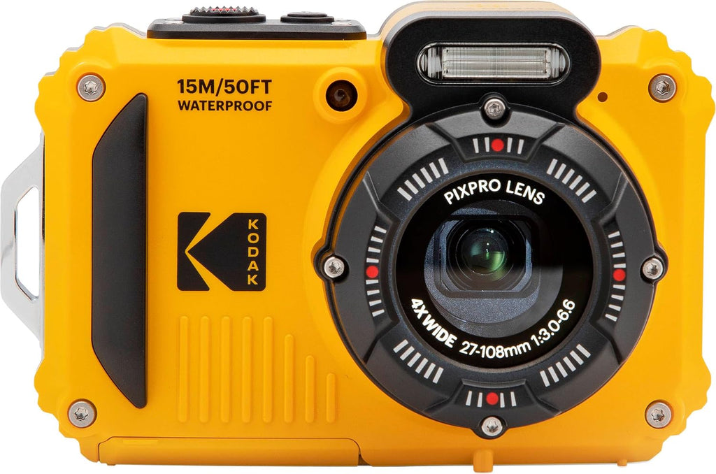 Kodak PIXPRO WPZ2 Rugged Waterproof Shockproof Dustproof WiFi Digital Camera 16MP 4X Optical Zoom 1080P Full HD Video Vlogging Camera 2.7' LCD (Yellow) + 32GB Card + Case + Floating Strap + Bundle
