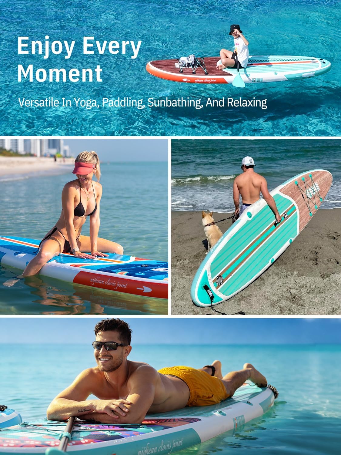 Niphean Inflatable Stand Up Paddle Board with SUP Accessories, Anti-Slip EVA Deck, 10'6'' Inflatable Paddle Boards for Adults & Youth of All Skill Levels