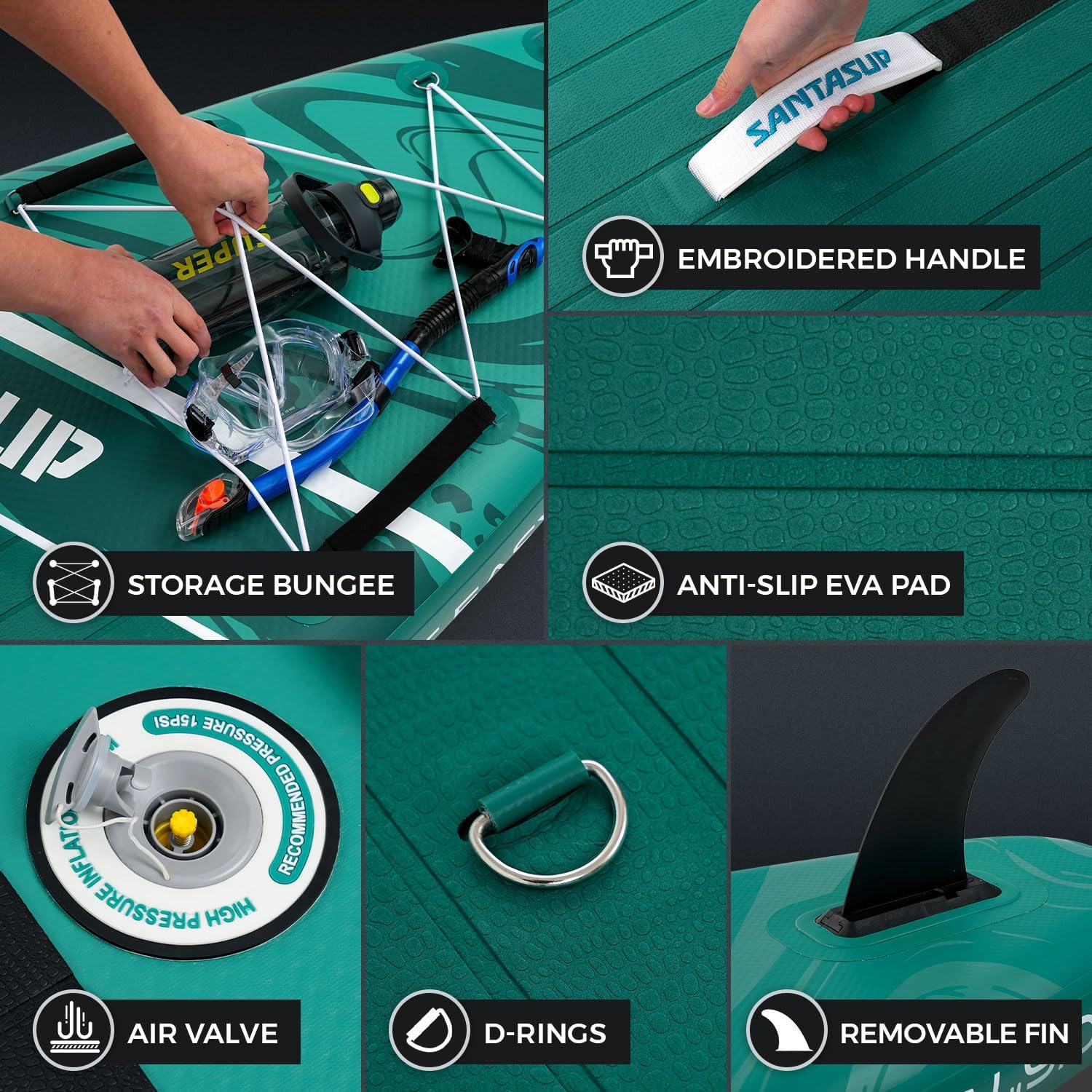 Inflatable Stand Up Paddle Board with SUP Accessories, Anti-Slip EVA Deck, 10'6'/11' Wide Stance Board, Sup Board for Adults & Youth of All Skill Levels Backpack