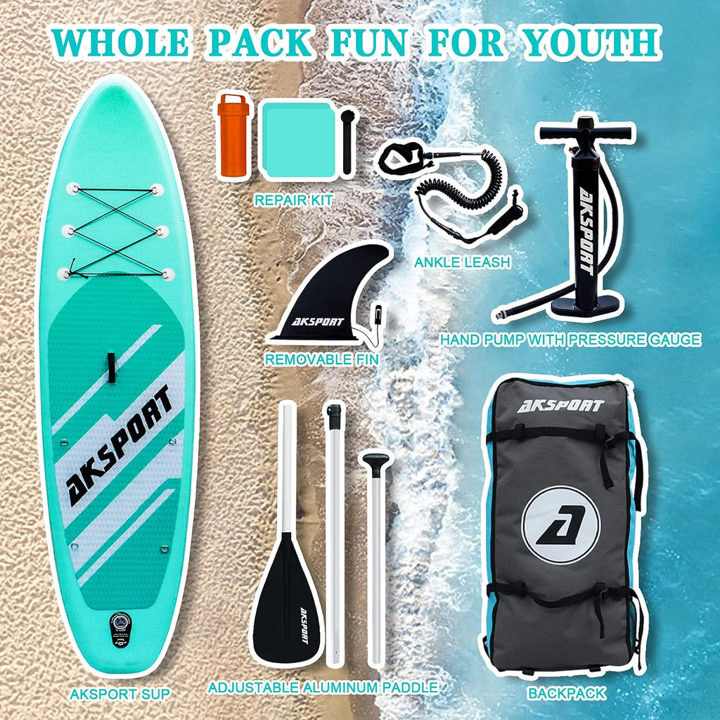 AKSPORT 11' Inflatable Stand-Up Paddle Board with Upgraded SUP Accessories Kit | Extra Wide 34' Design | Non-Slip Deck | Premium SUP Board for Adults & Youth of All Levels