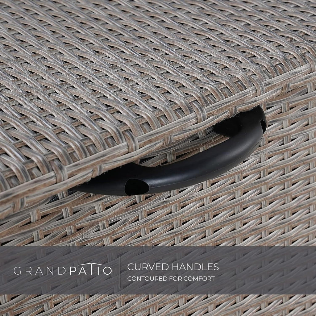Grand patio 108 Gallon Deck Storage Box Indoor Outdoor Wicker Bin for Patio Furniture Cushions Garden Tools Pool Accessories, Greige