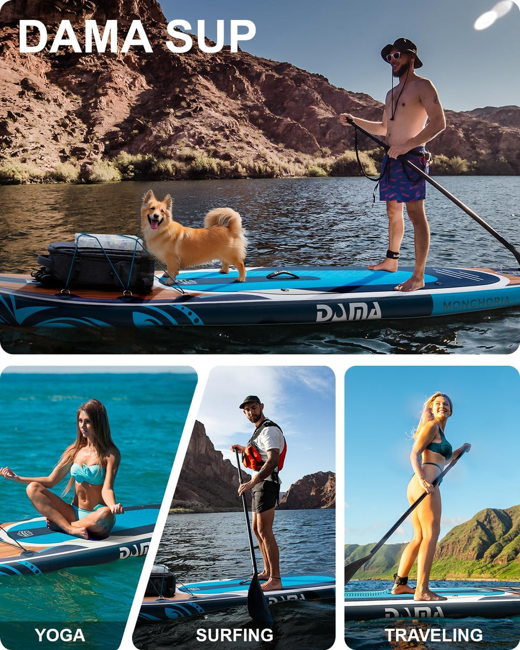 DAMA 11'*34'*6' Stand Up Paddle Board, Inflatable Paddle Board,Inflatable Paddle Boards for Adults w/a Wide, Smooth and Non Slip Deck, Versatile Styles, Suitable for Adults