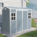 YOPTO 8x4 FT Outdoor Storage Shed,Garden Shed with Floor & 2 Windows,All Weather Waterproof Tool House W/Air Vent,Sloped Roof & Lockable Double Door,for Patio,Yard,Lawn,Grey