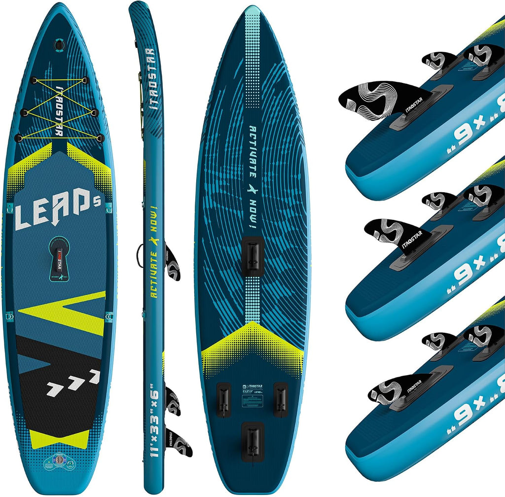 iTAOSTAR Lead 12' × 35' / 11' × 33' Stand Up Paddle Board Inflatable, Extar Wide SUP Board with 5 Fins Stable Design for Adults, Youth, All Skill Levels, Lakes, Oceans
