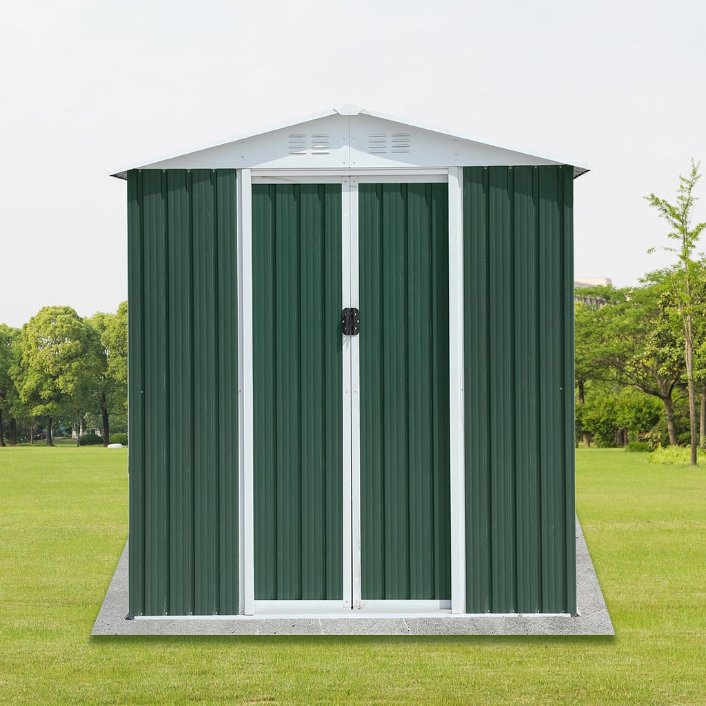 YOPTO 6X4 FT Outdoor Storage Shed,Metal Shed W/Air Vent & Sliding Door,Garden Tool House W/Aluminum Alloy Frame & Sloped Roof,for Backyard Patio Lawn,Green