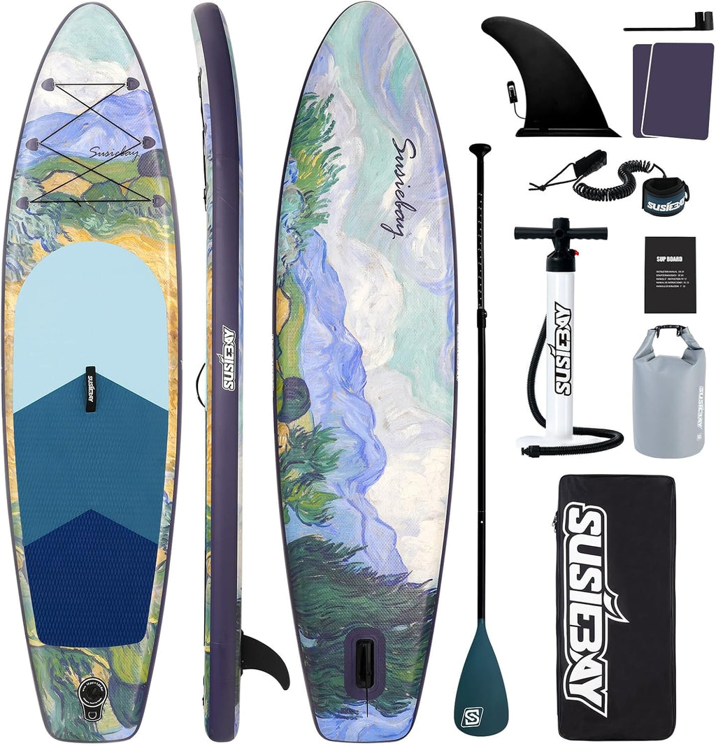 Inflatable Stand Up Paddle Board, 11ft 10'6' Paddle Board for Adults & Youth, Durable SUP Accessories with Non-Slip Deck, Dual Hand Pump,10L Dry Bag,108L Backpack