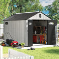 Domi 8X12FT Resin Outdoor Storage Shed, Plastic Garden Shed with Carpet, All Weather Outside Storage Building for Lawn Mower, Tools, Bike, Backyard