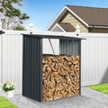 3' x5' Firewood Rack Outdoor, Metal Fire Wood Racks with Weatherproof Sloped Roof - Heavy Duty Galvanized Steel Log Rack, Open Wood Shed for Fireplace, Firewood, Pellet, or Lumber Storage - Black