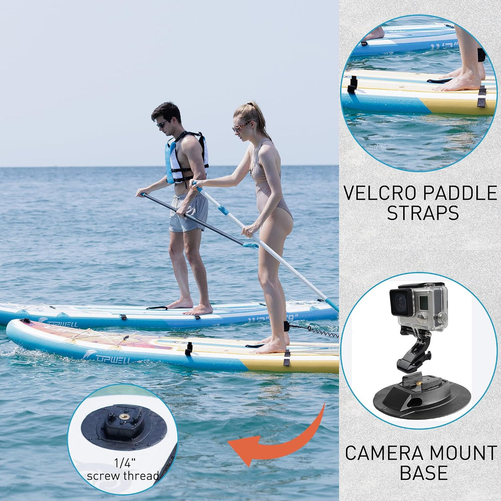 UPWELL 11'6'/11'2'/11'/10'8'/10'6'/10'2' Inflatable Stand Up Paddle Board with sup Accessories Including Backpack, Repairing Kits, Non-Slip Deck, Leash, 3 Fins, Paddle and Hand Pump