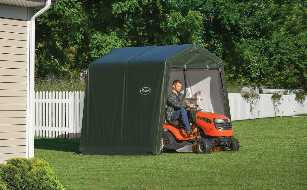 Scotts 8' x 8' x 8' All Season Outdoor Storage Shed with Waterproof Cover, Green