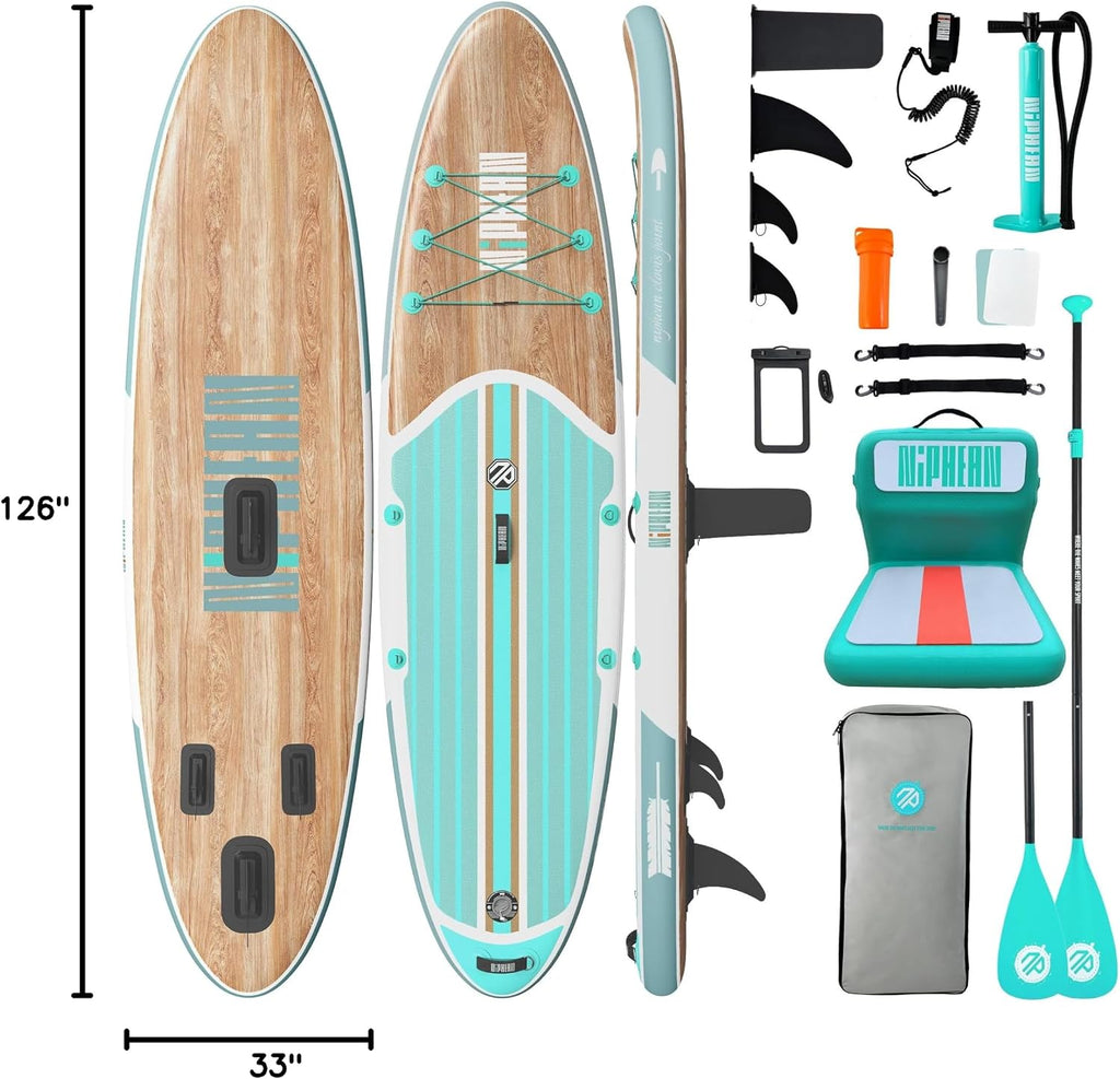 Niphean Inflatable Stand Up Paddle Board with SUP Accessories, Anti-Slip EVA Deck, 10'6'' Inflatable Paddle Boards for Adults & Youth of All Skill Levels