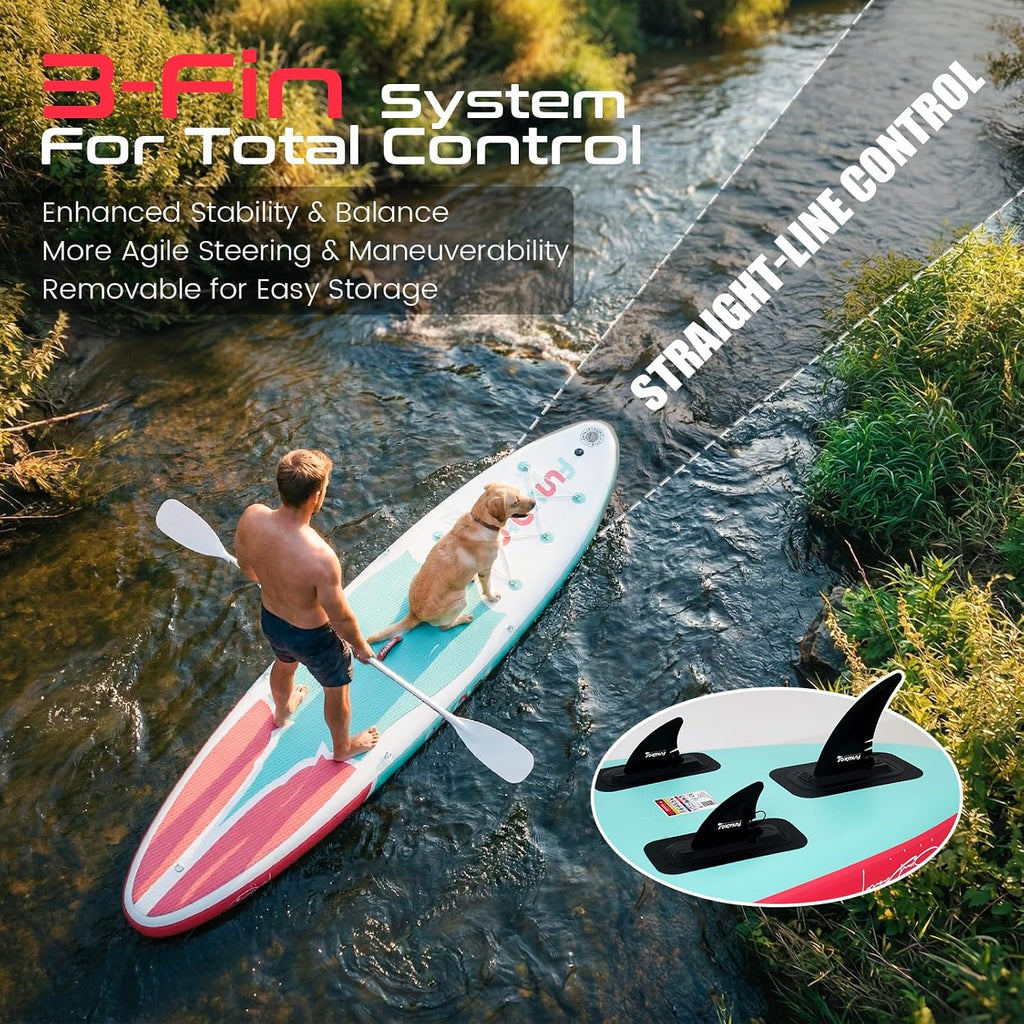 FunWater Inflatable Stand Up Paddle Board 10'6'/11'/11'6' Paddle Board for Adults & Youth, Paddleboards Inflatable with Premium SUP Accessories, Wide Stable, Non-Slip Comfort Deck