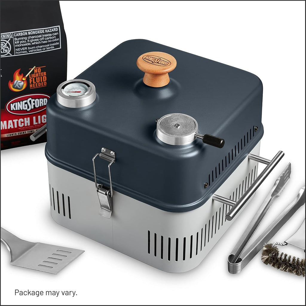 Kingsford, All-In-One Grilling Kit, Match Light, Portable Grill with Charcoal and Grilling Tools, No Lighter Fluid Needed, 1 Grill, 4 lb Charcoal Bag