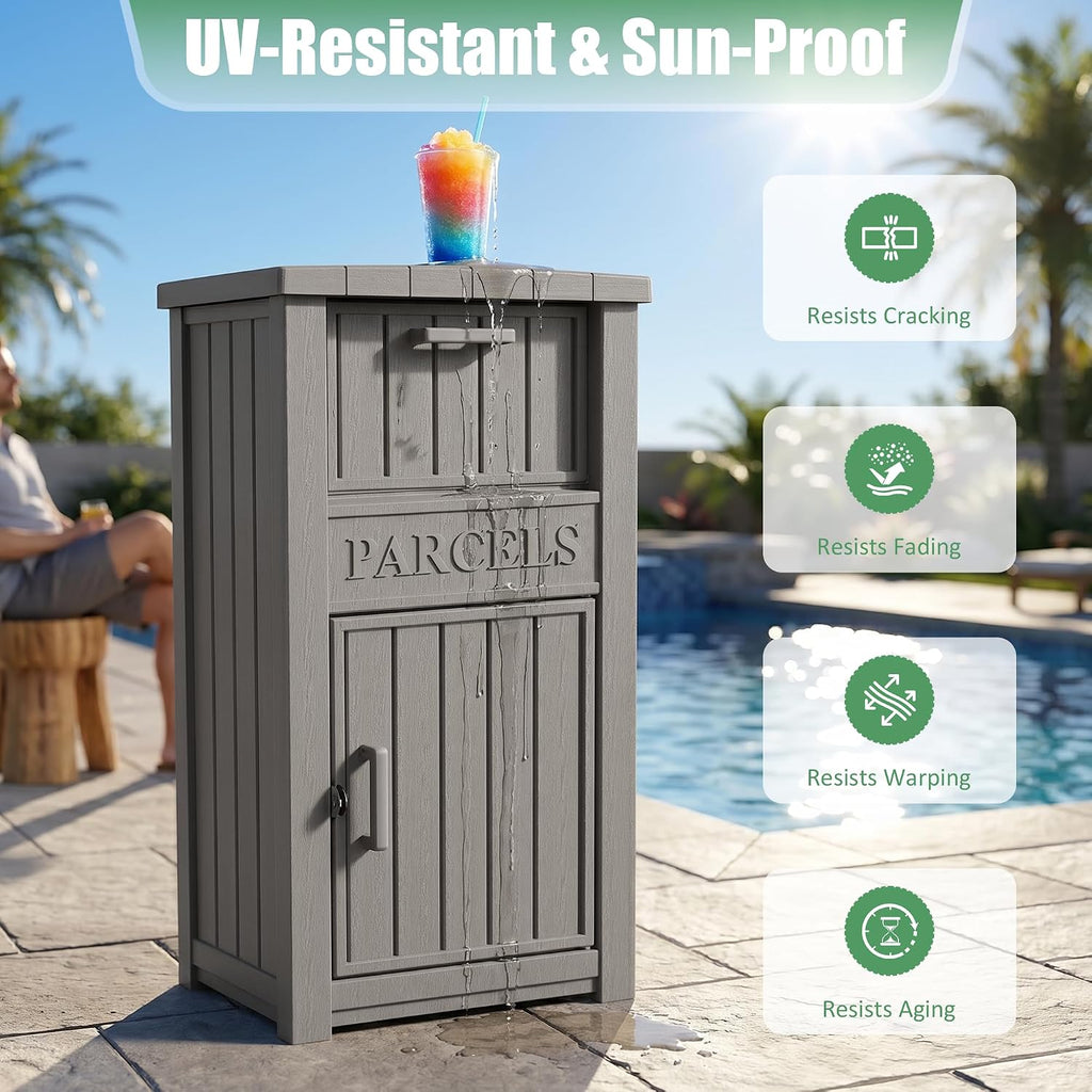 Large Package Delivery Boxes for Outside Waterproof Parcel Drop Storage Box UV Resistant Resin Lockable Secure for Outdoor Porch Patio (Grey)