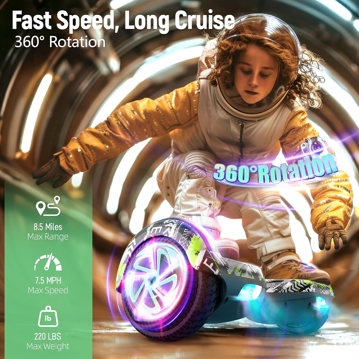 LIEAGLE Hoverboard, 6.5' Self Balancing Scooter Hover Board with Bluetooth Wheels LED Lights for Kids Adults