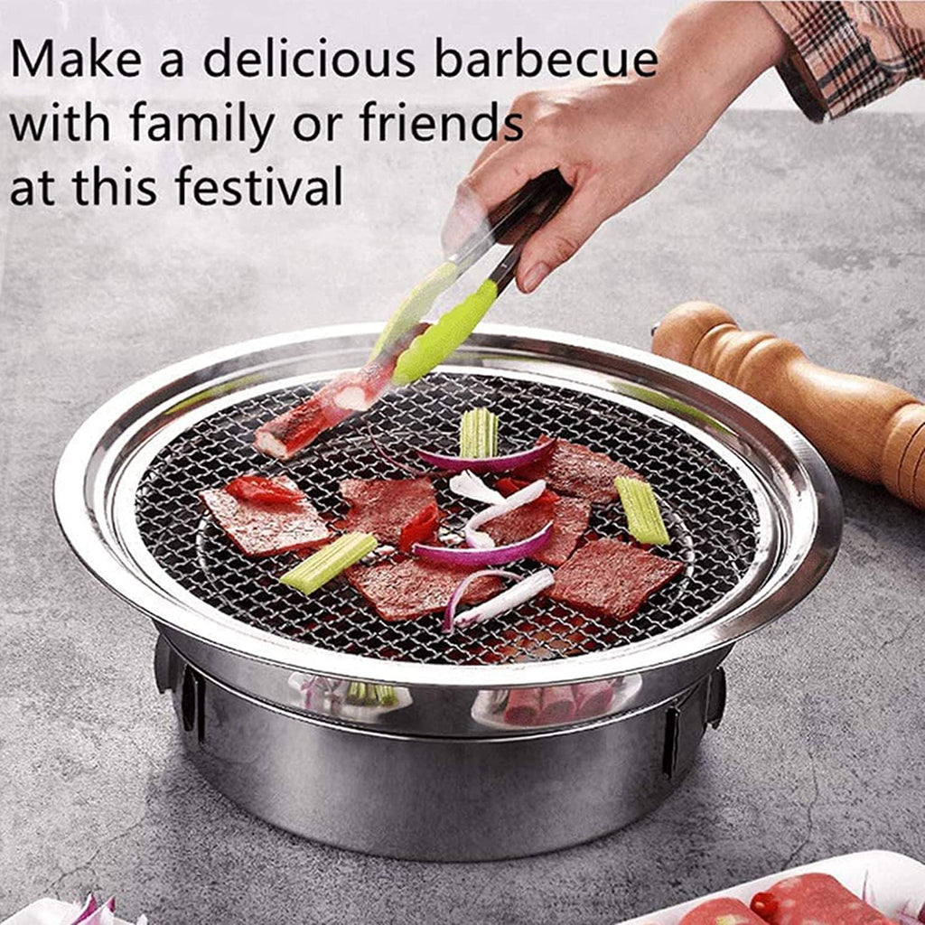 Safety Certification Multifunctional Charcoal Barbecue Grill Hot Pot Barbeque Grill Tabletop Korean BBQ Grill Household Smoker Grill for Outdoor/Indoor