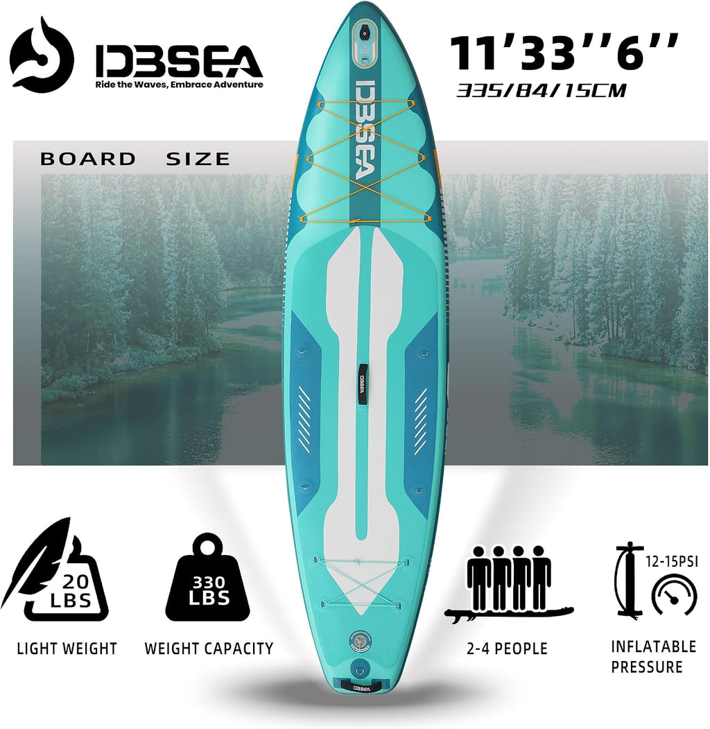 11 ft Inflatable Paddle Board with SUP Accessories, Non Slip EVA Deck, Extra Long Extra Wide iSUP, All Around Stand Up Paddle Board for Adults & Youth