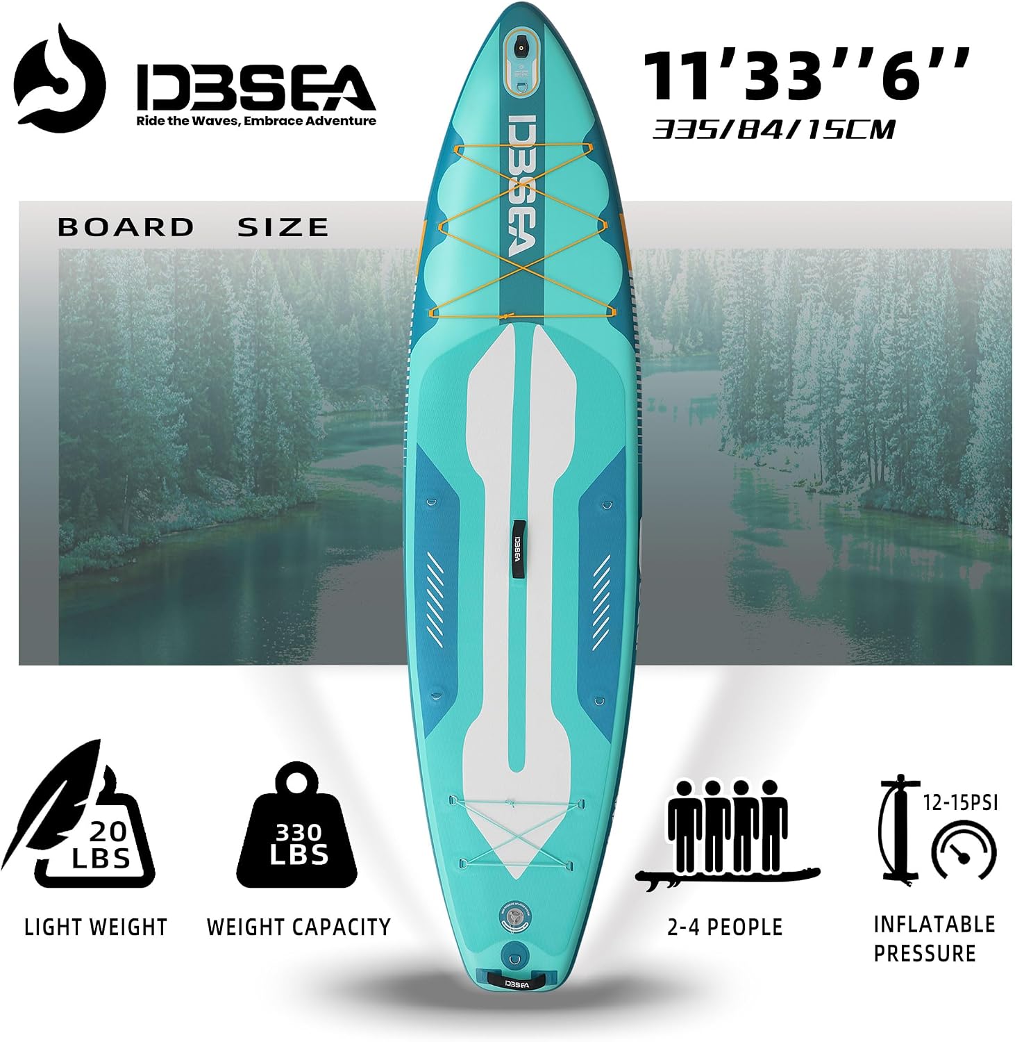 11 ft Inflatable Paddle Board with SUP Accessories, Non Slip EVA Deck, Extra Long Extra Wide iSUP, All Around Stand Up Paddle Board for Adults & Youth