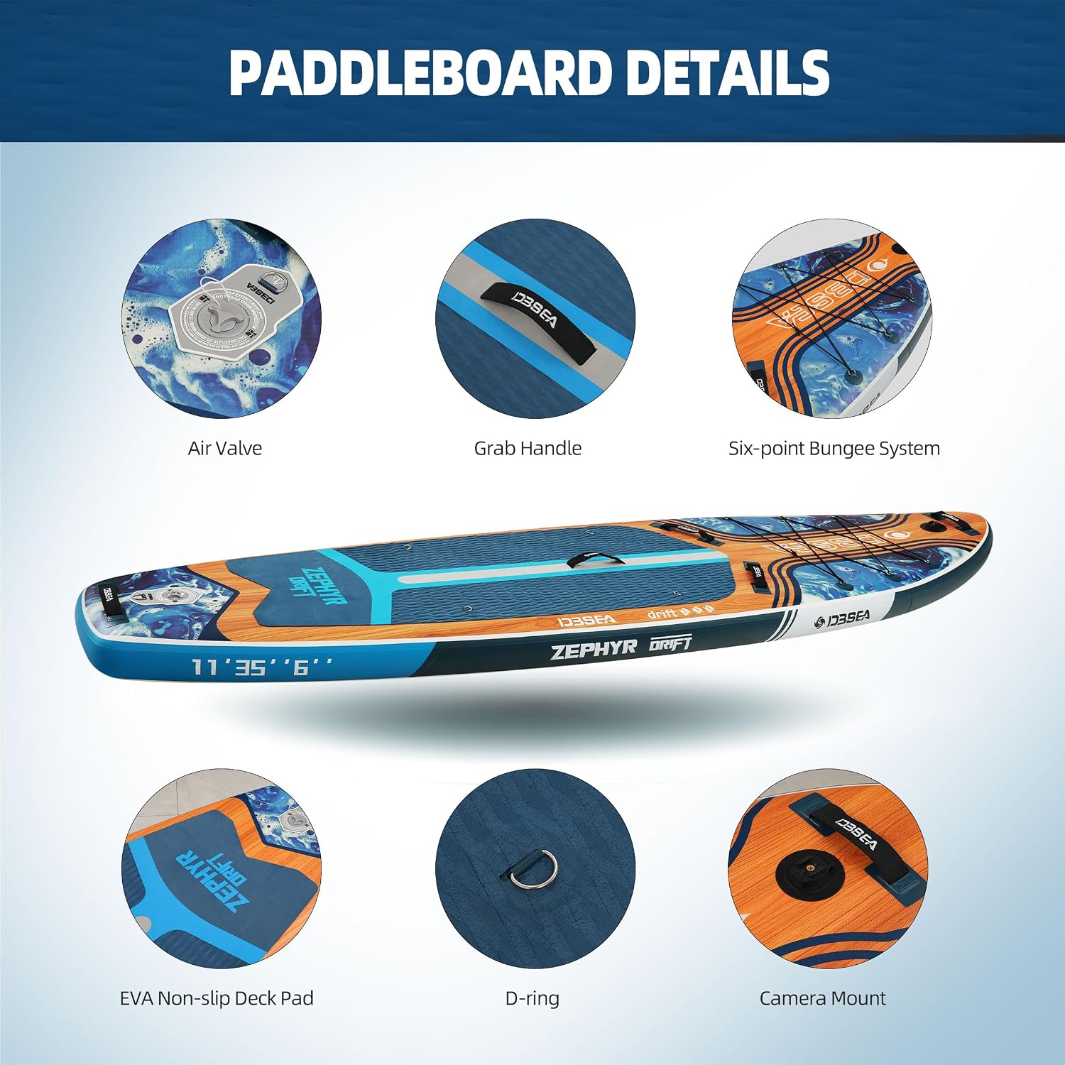 11 ft Inflatable Paddle Board with SUP Accessories, Non Slip EVA Deck, Extra Long Extra Wide iSUP, All Around Stand Up Paddle Board for Adults & Youth