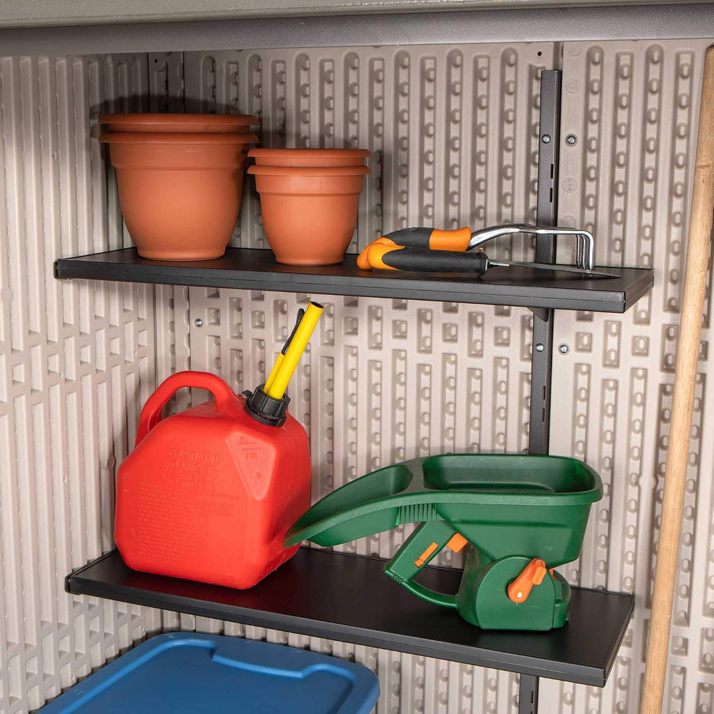 Lifetime Vertical Storage Shed, Desert Sand, Resin Outdoor Tool Shed with Lockable Doors and Weather-Resistant Panels