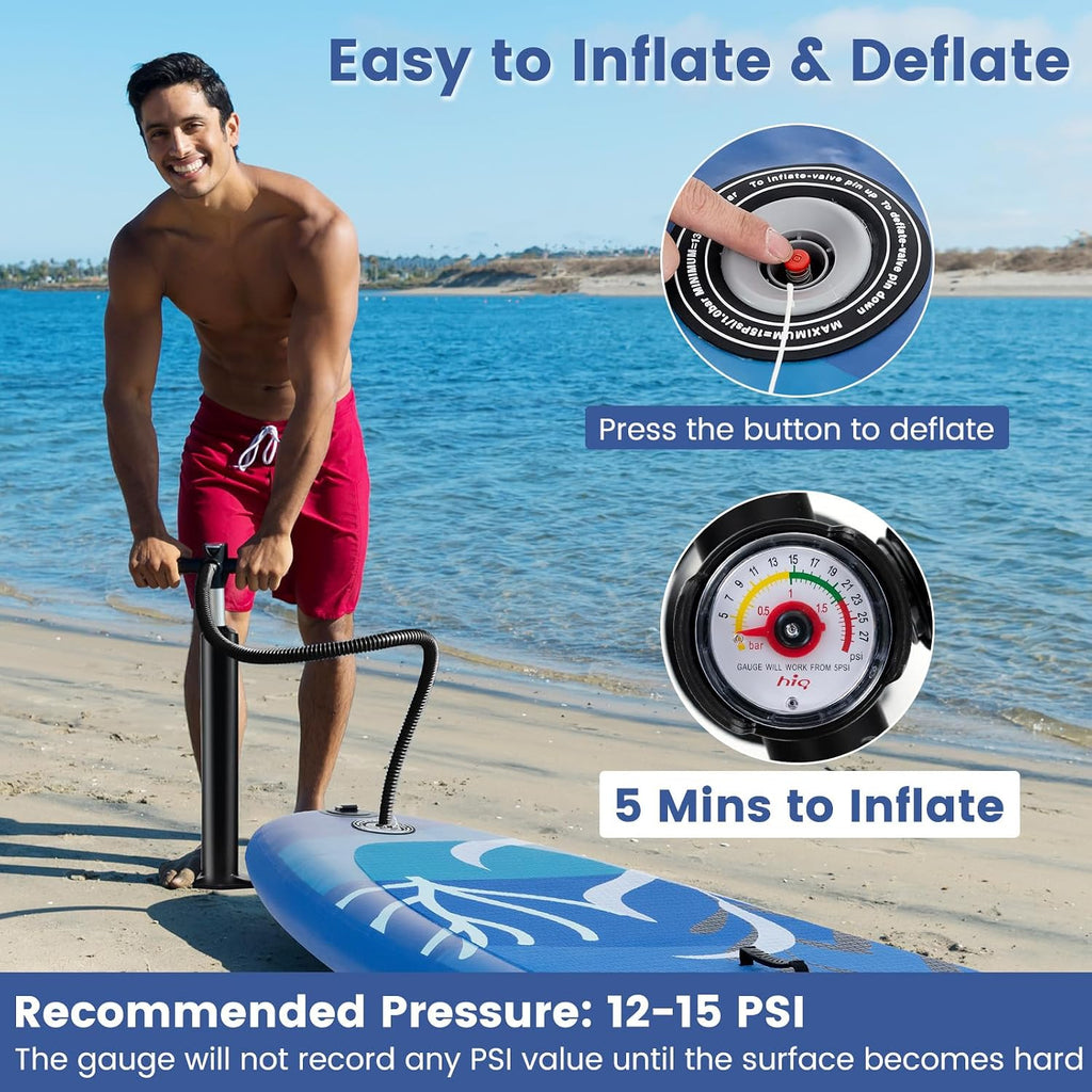 GYMAX Paddle Board, Inflatable Stand Up Paddle Board with SUP Accessories, Removable Fin, Paddle, Pump, Leash & Carry Bag, Blow Up Paddle Boards Standing Boat