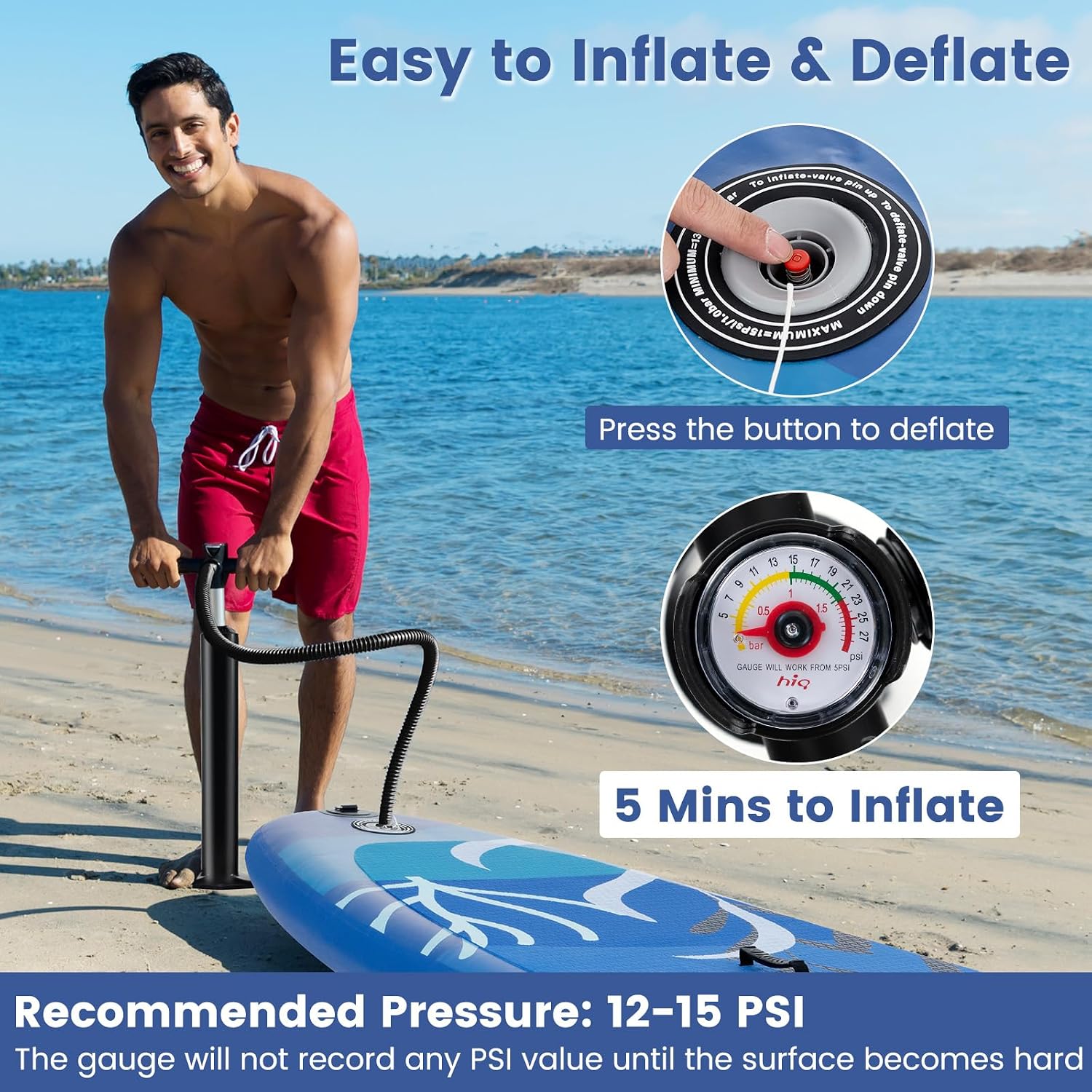 GYMAX Paddle Board, Inflatable Stand Up Paddle Board with SUP Accessories, Removable Fin, Paddle, Pump, Leash & Carry Bag, Blow Up Paddle Boards Standing Boat