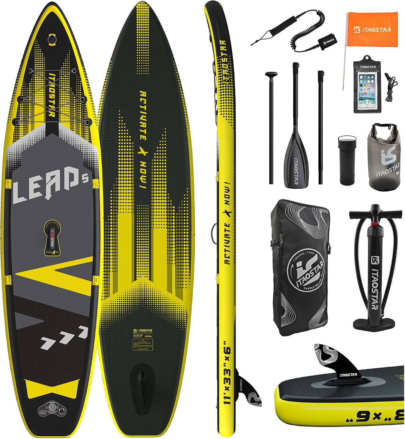 iTAOSTAR Lead 12' × 35' / 11' × 33' Stand Up Paddle Board Inflatable, Extar Wide SUP Board with 5 Fins Stable Design for Adults, Youth, All Skill Levels, Lakes, Oceans