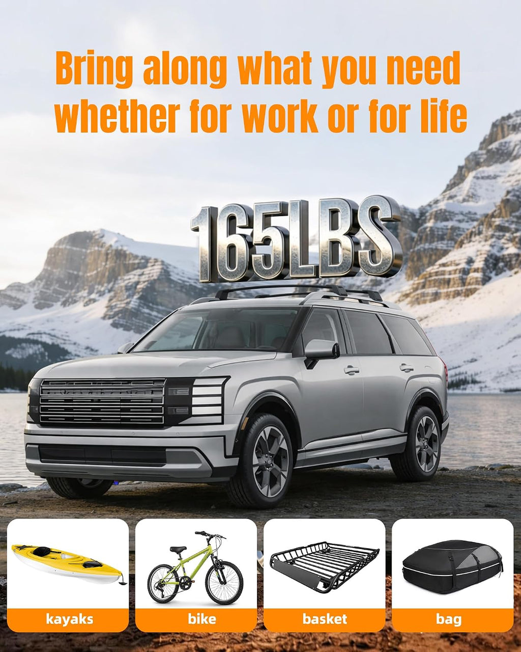 Upgraded Roof Rack Cross Bars Fit for 2026 Hyundai Palisade, Lockable Crossbars Luggage Cargo Carrier, Rooftop Accessories for Bike Kayak Skis Surfboard Canoe