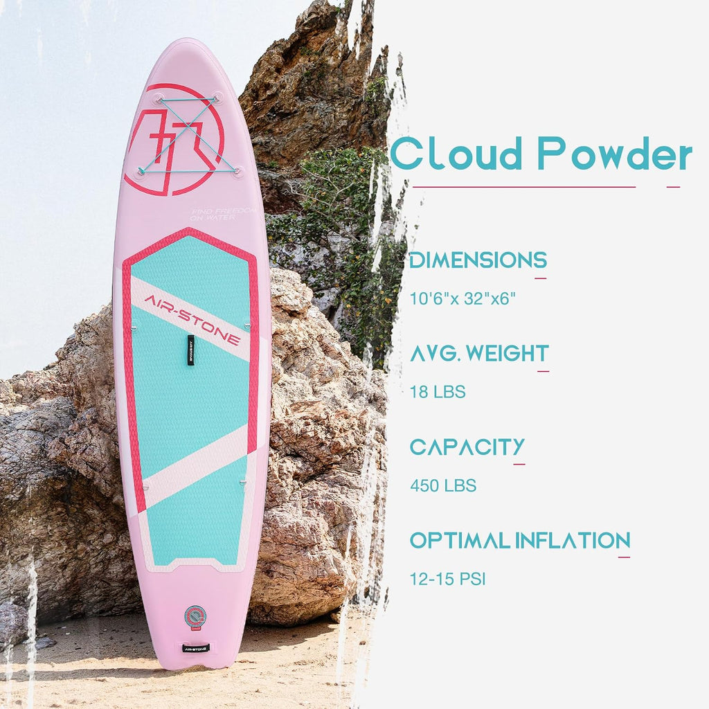 AIR-STONE 10'6' 450 lb Capacity，Inflatable Stand Up Paddle Board with sup Accessories Including Backpack, Repairing Kits, Non-Slip Deck, Leash, 3 Fins, Paddle and Hand Pump
