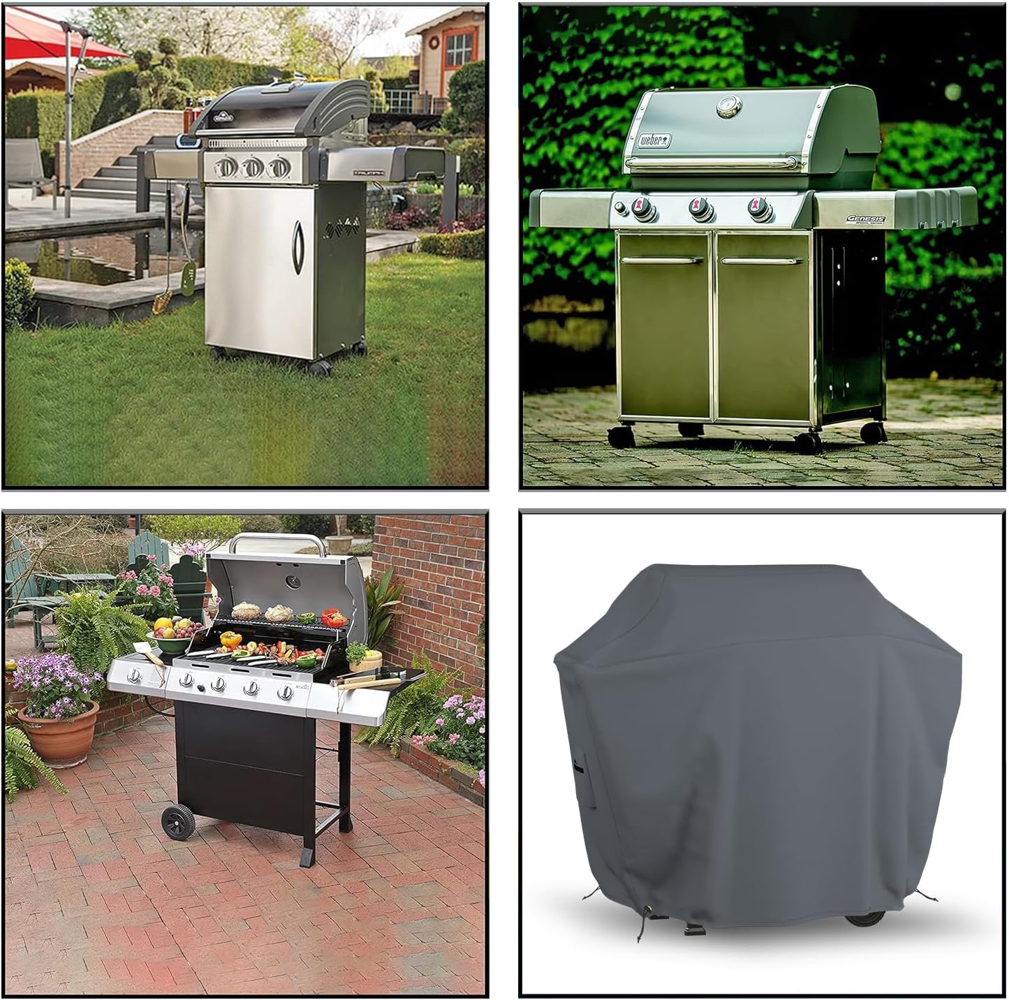 Covers & all BBQ Grill Cover, 12 Oz Waterproof UV & Weather Resistant, Outdoor Cover with Air Vents & Drawstrings (50' Inch, Gray)
