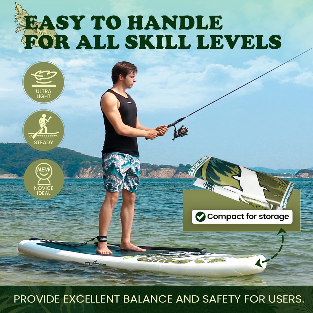 Inflatable Stand Up Paddle Board, 11ft 10'6' Paddle Board for Adults & Youth, Durable SUP Accessories with Non-Slip Deck, Dual Hand Pump,10L Dry Bag,108L Backpack