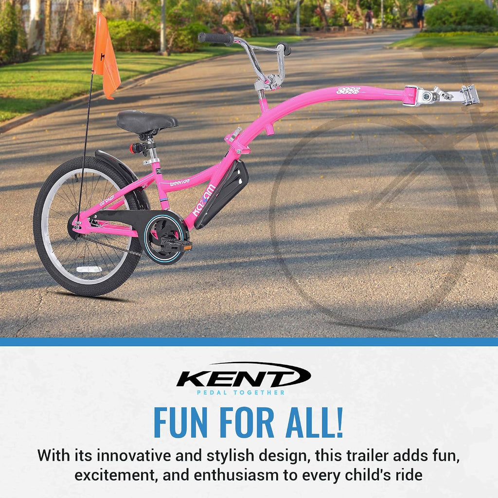 KaZAM Co-Pilot Bike Trailer - 20 Inch Bike Trailer with Adjustable BMX Stem and Handlebar - Lightweight Aluminum Frame and Padded Saddle for Cycling - Perfect for Family Rides