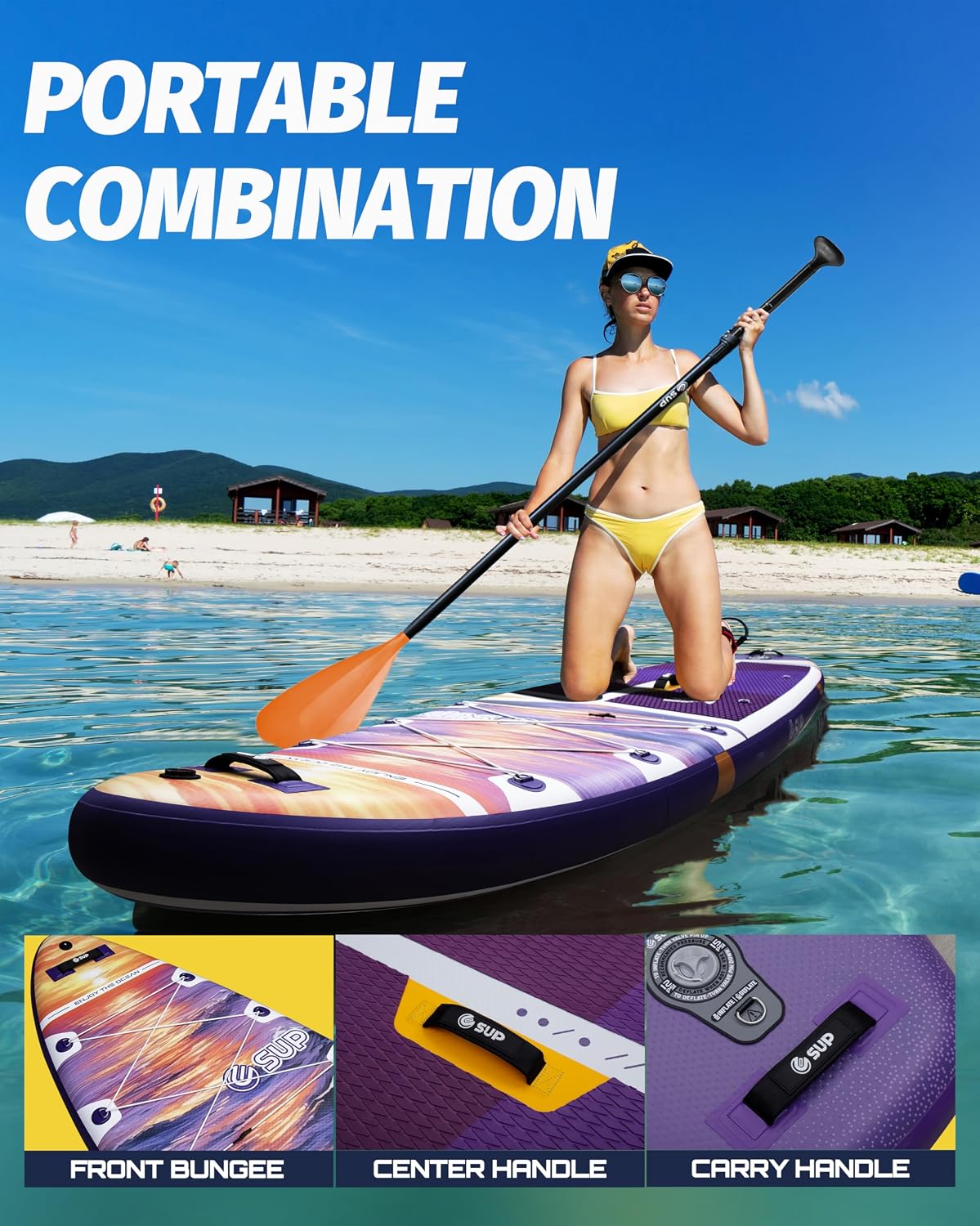 ESUP 11'6 ×34/35' Super Wide Inflatable Paddle Board with SUP Accessories, Extra Stable Stand Up Paddleboards for 2+1 Persons/Family/Beginner/Yoga, w/Shoulder Strap All-Round Sup Board