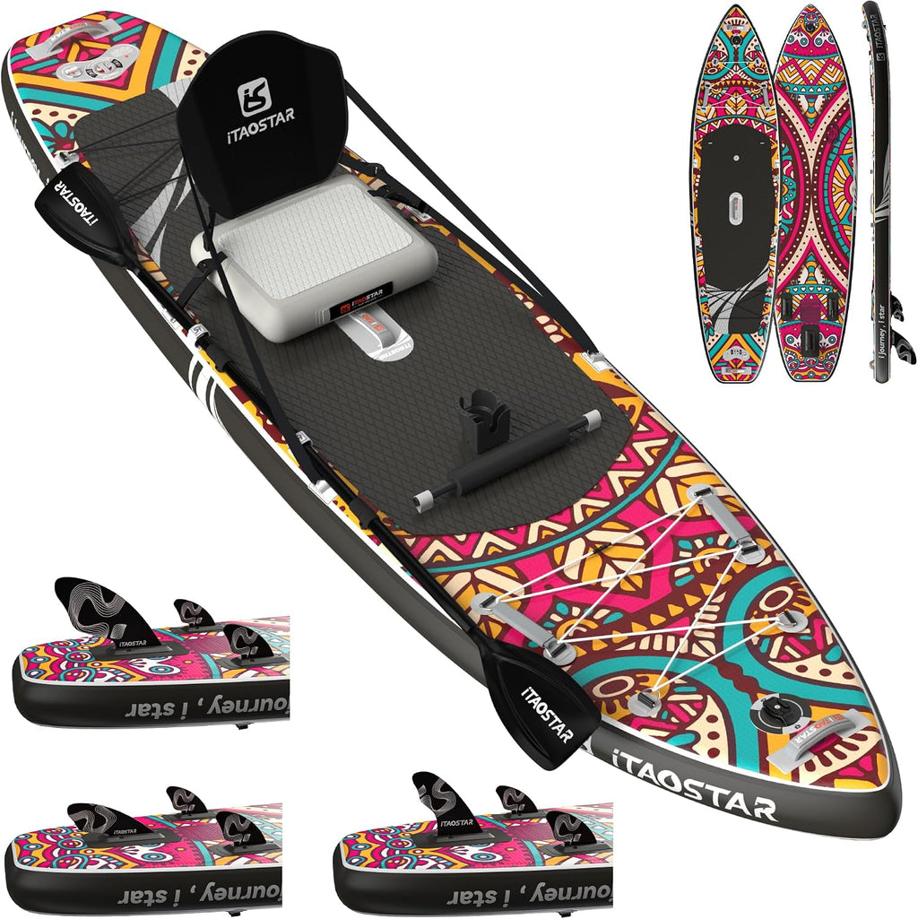 iTAOSTAR Novelty 11'6' x 35' Inflatable Stand Up Paddle Board with Seat- Stable SUP Board for Adults - Portable Paddleboard for Yoga, Surfing, Fishing - Includes Full Accessories Kit