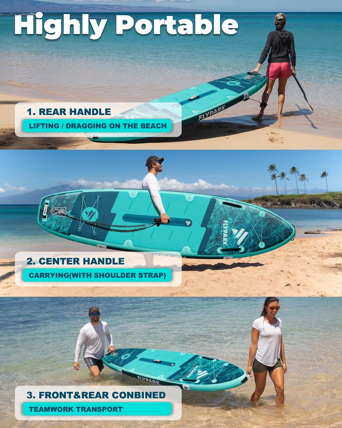 Flypark 10'8/11'x35'' Fishing&Family Stable Inflatable Paddle Boards, Extra Wide SUP Paddleboard Inflatable, 430lb/3 People, Stand Up Paddle Board for Adults, Camera Mount, Shoulder Strap, Rod Holder
