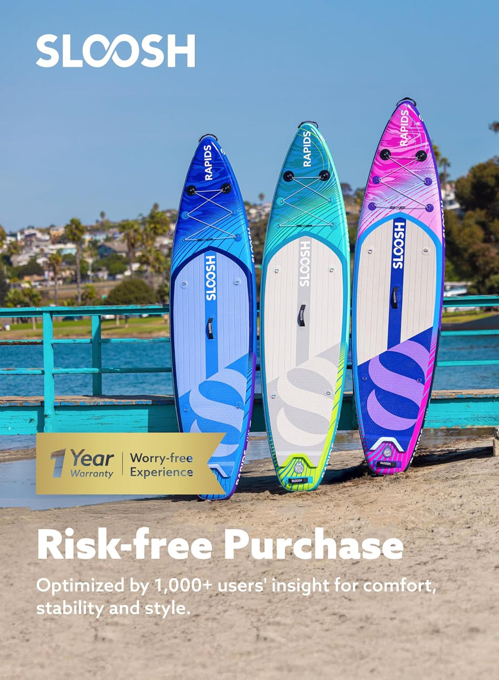 SLOOSH Inflatable Stand Up Paddle Board, 11'6' Inflatable Paddle Boards with Premium Accessories, Non-Slip EVA Deck, Ultra-Light Carry Bag Pump, Rapids SUP for Youth & Adults