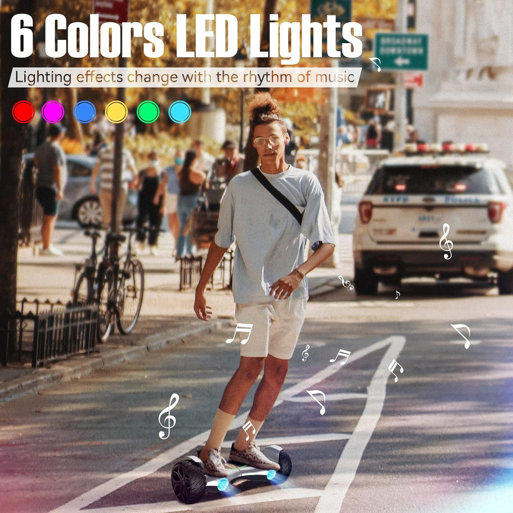LIEAGLE Hoverboard, 6.5' Self Balancing Scooter Hover Board with Bluetooth Wheels LED Lights for Kids Adults