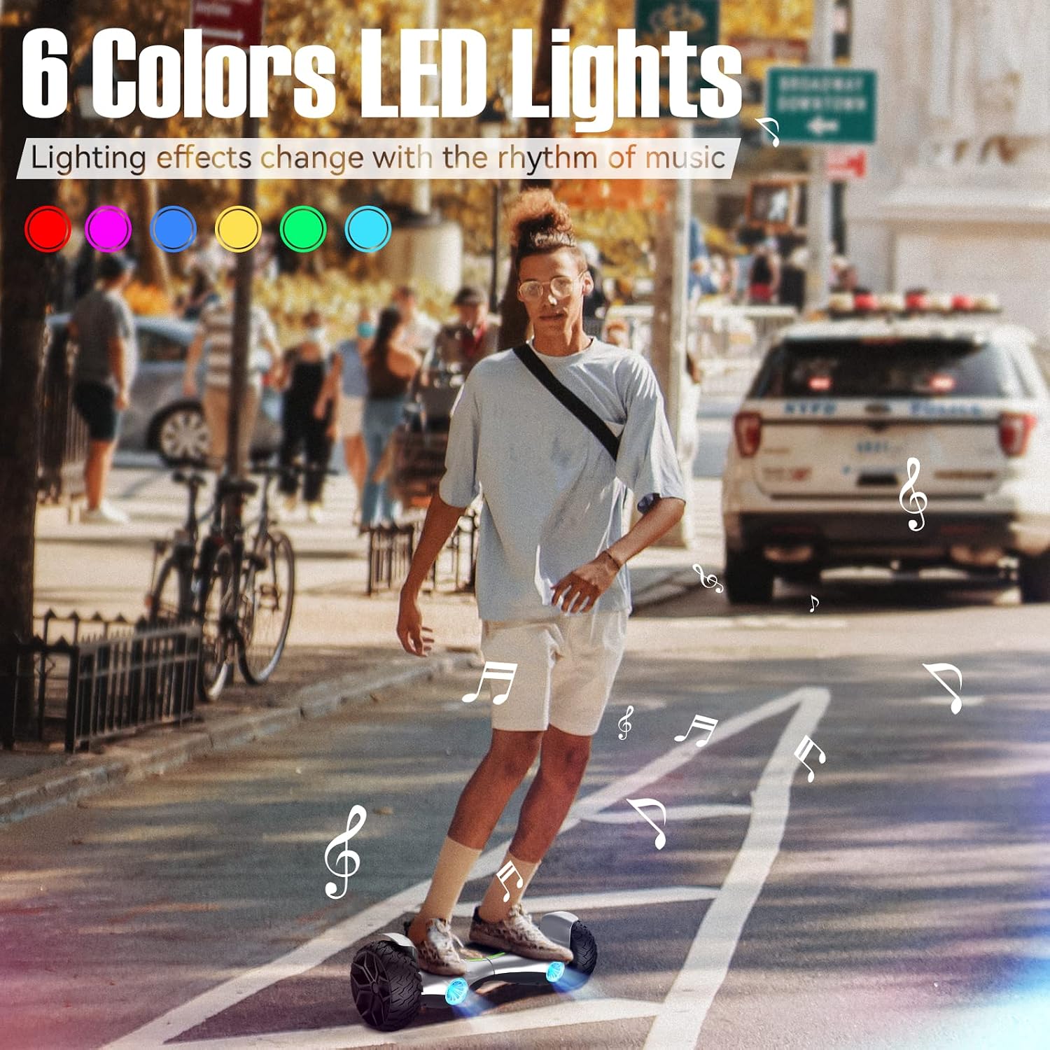 LIEAGLE Hoverboard, 6.5' Self Balancing Scooter Hover Board with Bluetooth Wheels LED Lights for Kids Adults